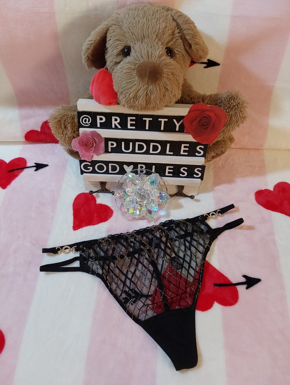 🖤 VS Very Sexy Shimmery Embroidery Mesh Strappy V-String Panty 🖤